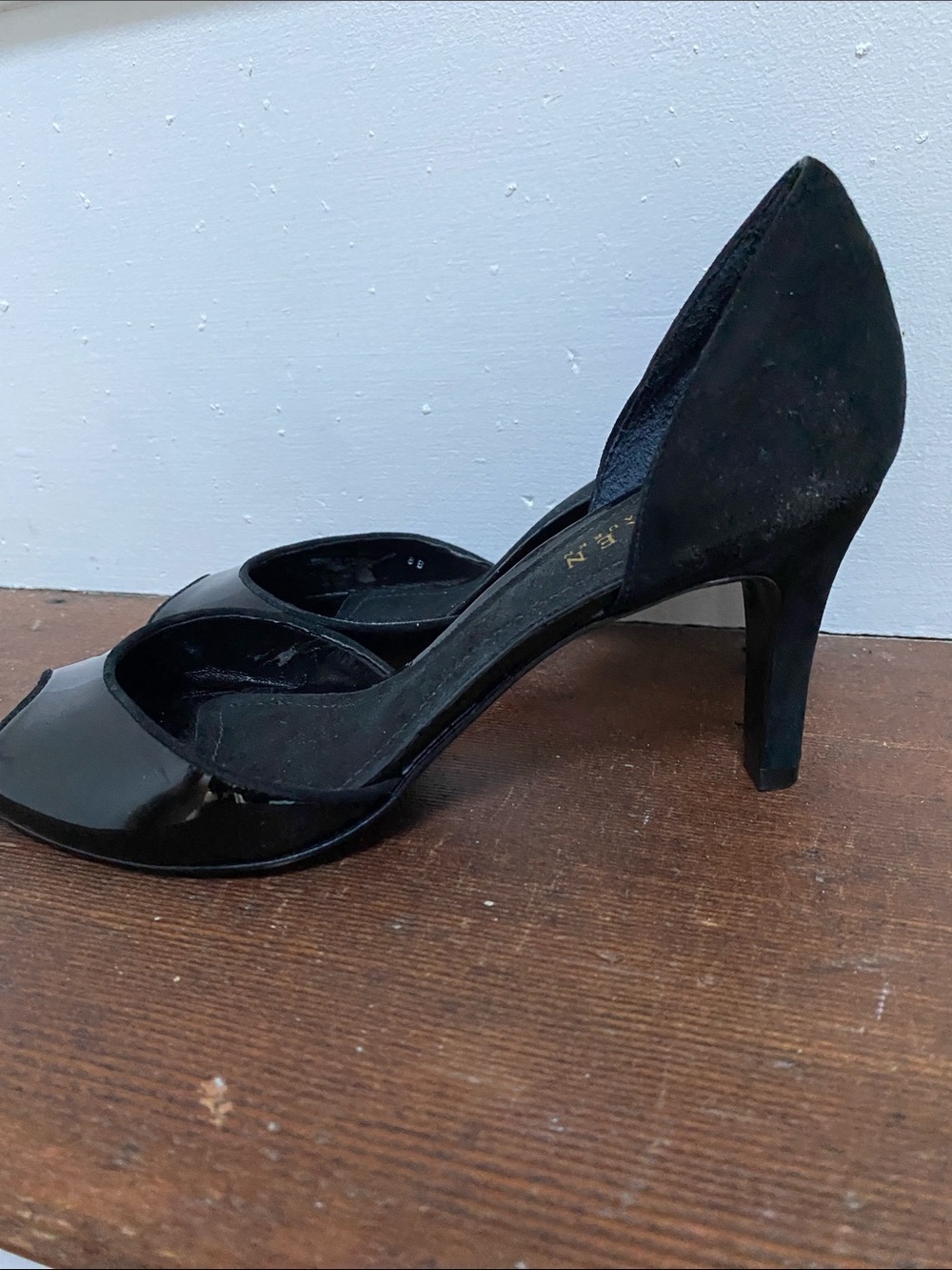 Lauren Ralph Lauren Black Patent Peep Toe D'Orsay Heels, Size 8 - Picture 3 of 8